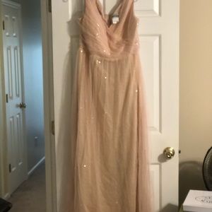 Christina Wu blush sequin bridesmaid dress